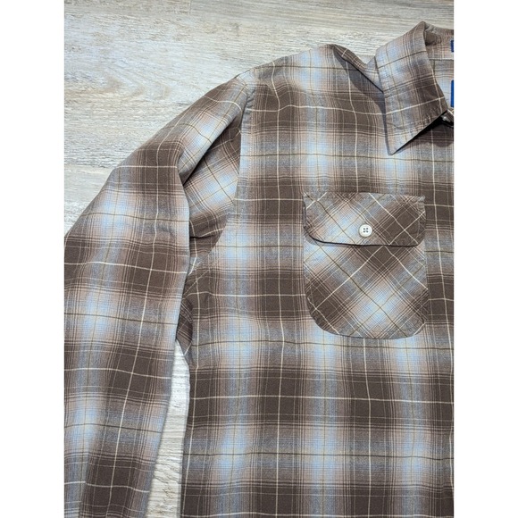 Pendleton Hiker Shirt Mens Large Brown Plaid Button Up Outdoor Cotton Flannel - Picture 6 of 11